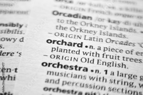 Word or phrase Orchard in a dictionary.