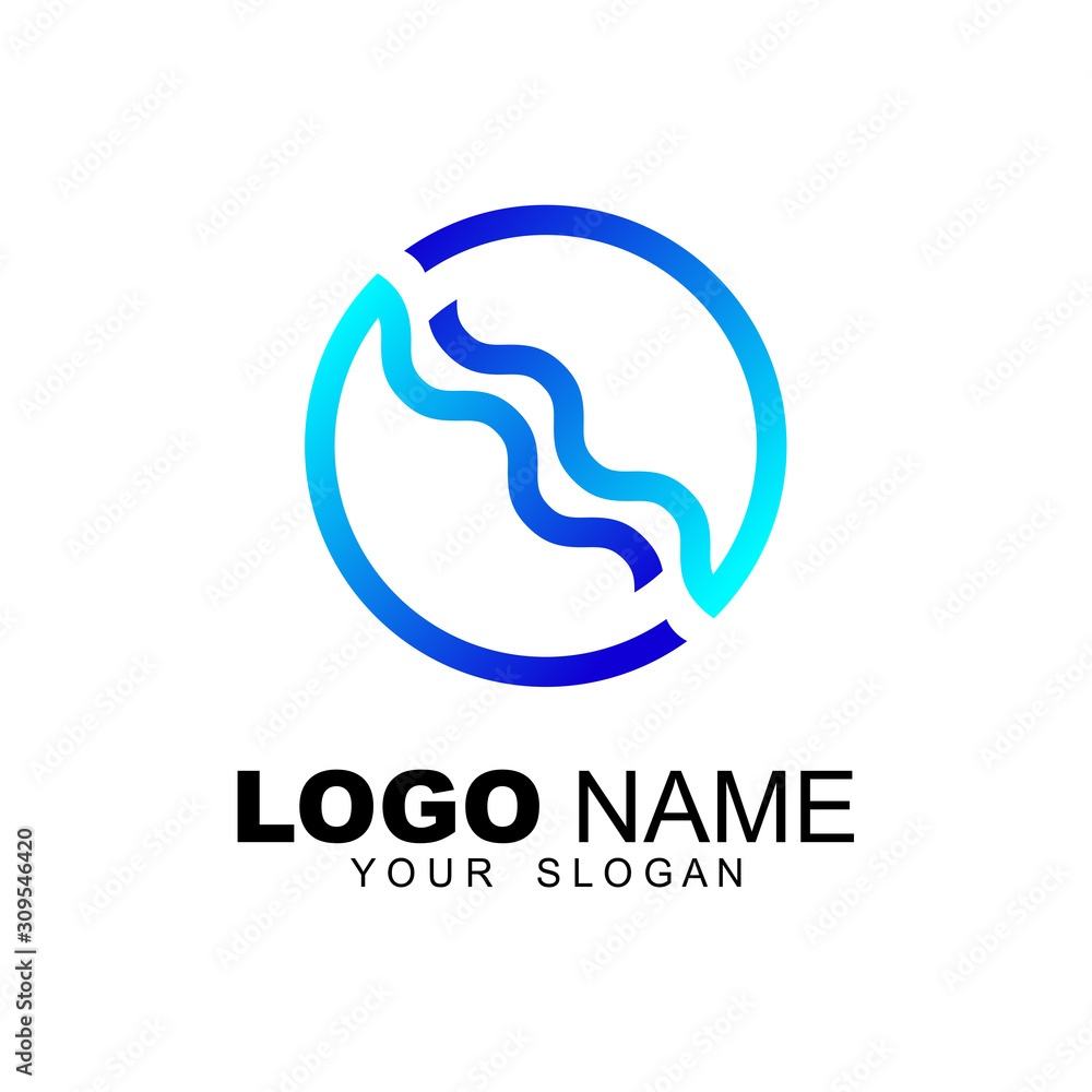 Letter N + circle logo, letter N wave logo, wave or water symbol Letter N + circle logo, letter N wave logo, wave or water symbol