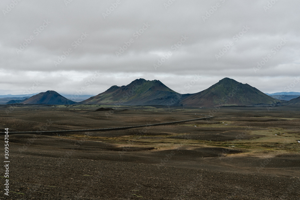 Wide and natural volcanic mountain landscape, Iceland