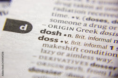 Schilderij op canvas Word or phrase Dosh in a dictionary.
