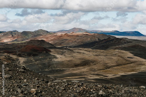 Wide and natural volcanic mountain landscape, Iceland