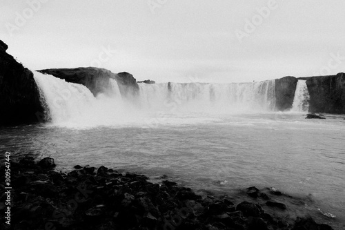 Godafoss Waterfall  Iceland in black and white