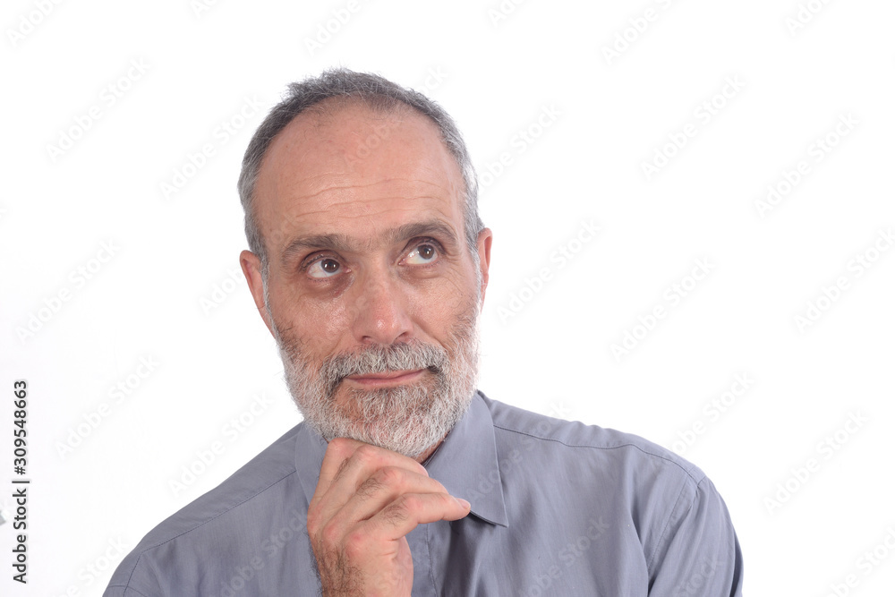 portrait of a middle-aged man with shirt and white background portrait of a middle-aged man with shirt and white background