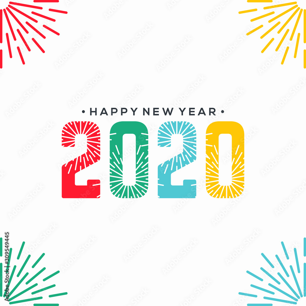 Obraz premium happy new year 2020 flat