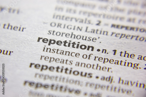 Word or phrase Repetition in a dictionary.