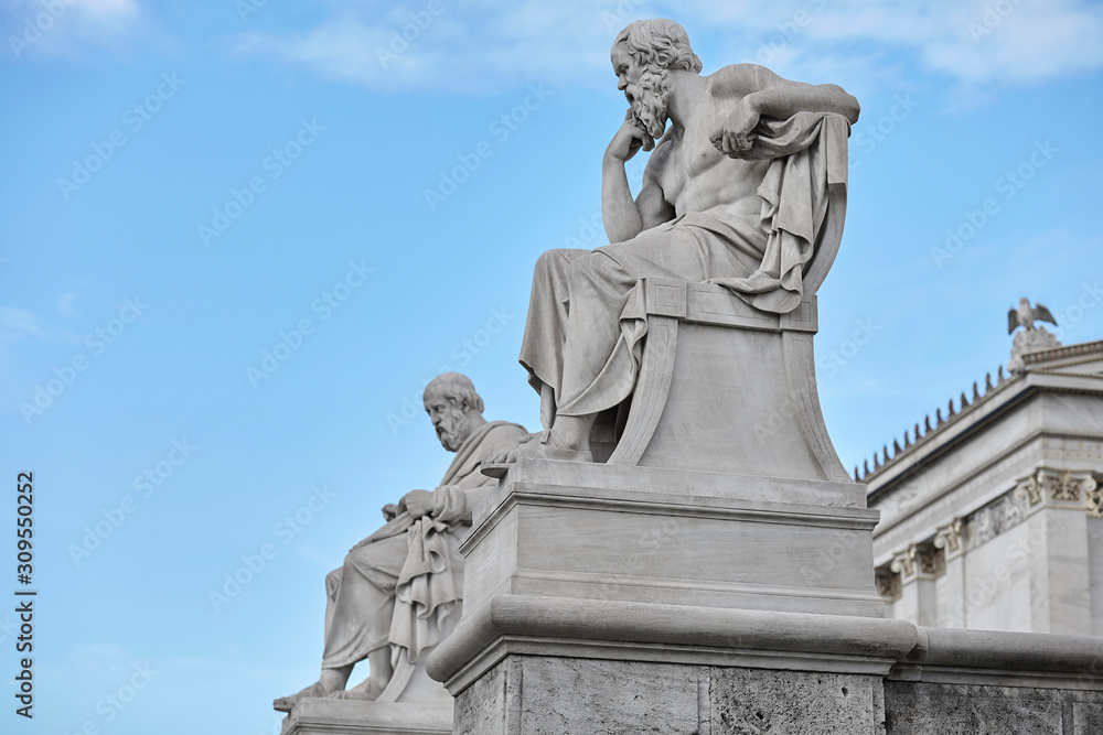 Socrates and Plato   statue at Athens Greece