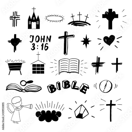 Set of 22 christian icons . Ministry . Biblical background.