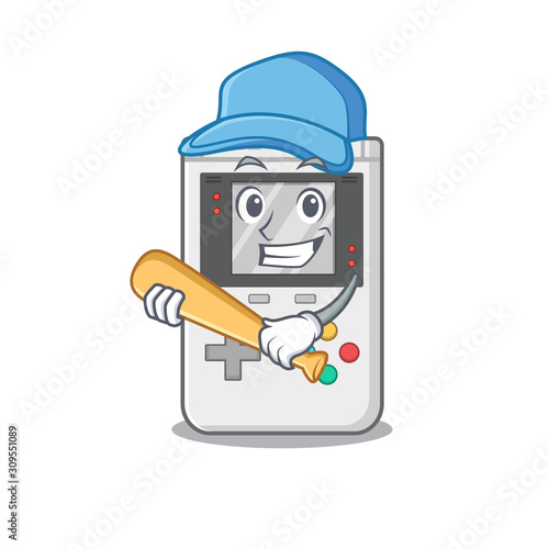 Cool handheld game Scroll cartoon character design with baseball