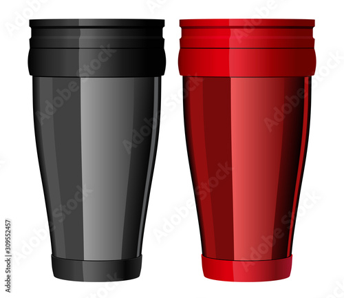 Shiny Metal travel thermo cup vector. eps 10