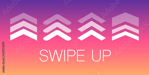 Swipe up, set of buttons for social media. Arrows, buttons and web icons for advertising and marketing in social media application. Scroll or swipe up