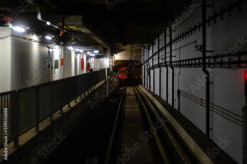 view of corridor in subway train rail tube