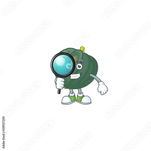 Smart One eye acorn squash Detective cartoon character design