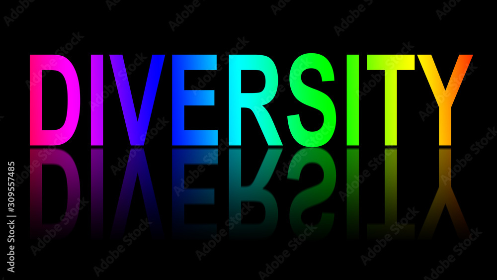 The word DIVERSITY in rainbow colors