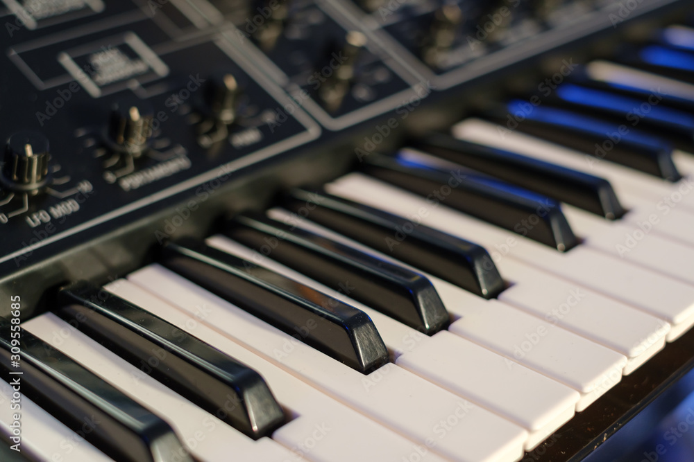 keys of a musical synth instrumen keys of a musical synth instrumen