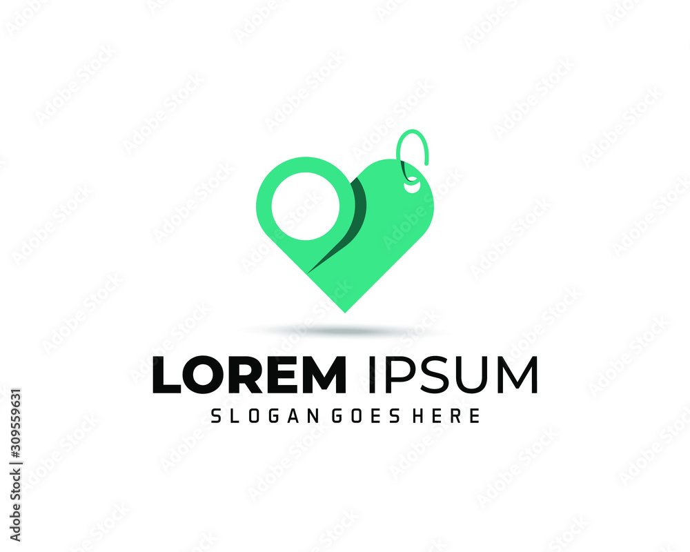 Shop Point Logo Template Design Vector, with love symbol Shop Point Logo Template Design Vector, with love symbol