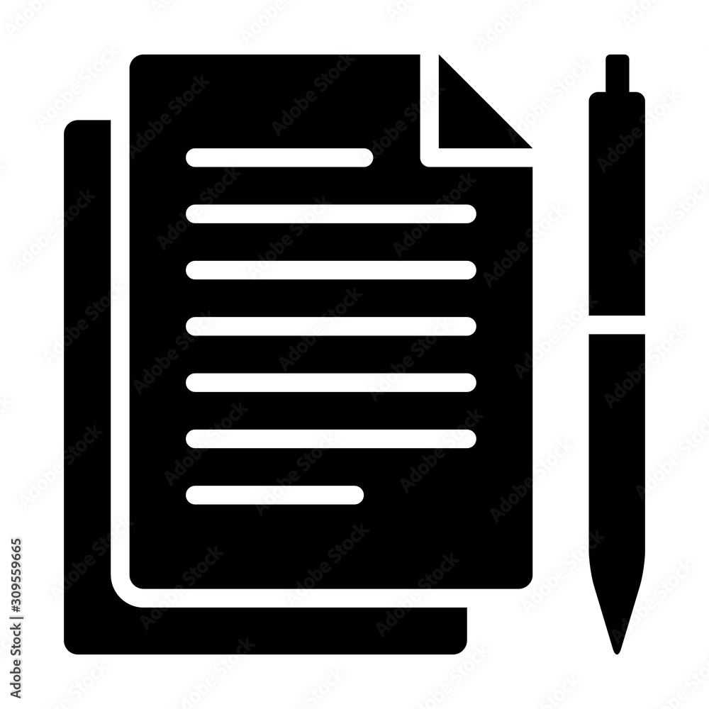 Pen and paper for documentation flat vector icon for apps and websites Pen and paper for documentation flat vector icon for apps and websites