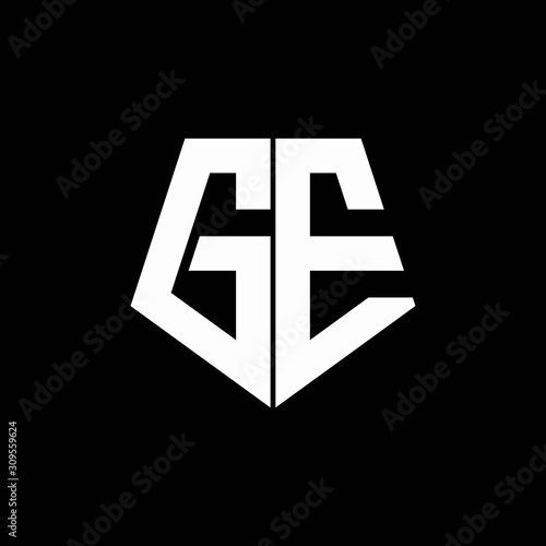 GE logo monogram with pentagon shape style design template