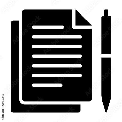 Pen and paper for documentation flat vector icon for apps and websites