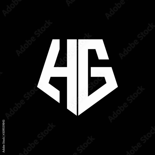 HG logo monogram with pentagon shape style design template