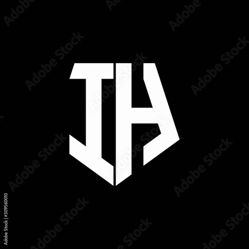 IH logo monogram with pentagon shape style design template