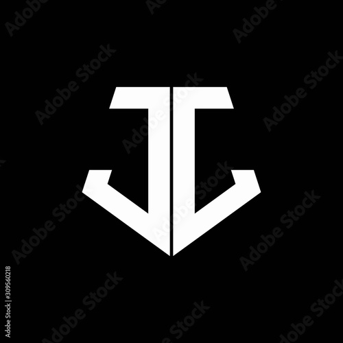 JJ logo monogram with pentagon shape style design template