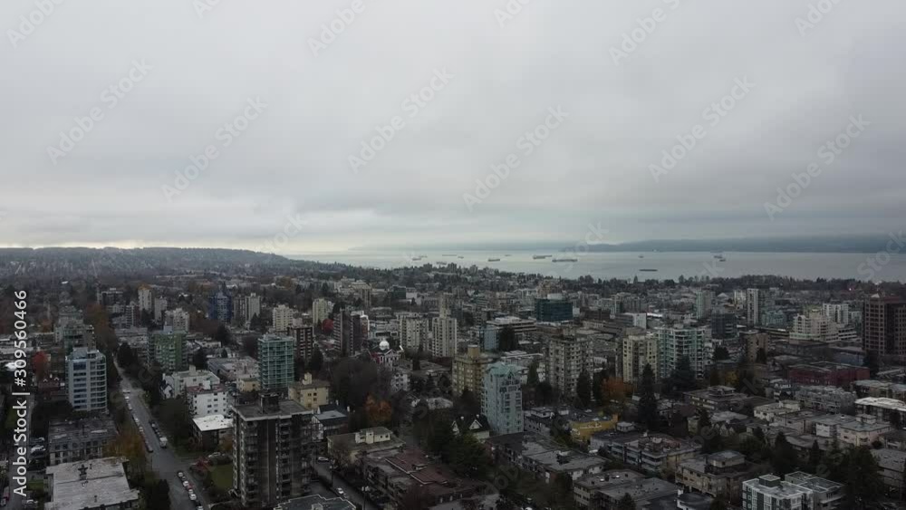 English Bay with ships waiting and overview of Vancouver and Kitsilano English Bay with ships waiting and overview of Vancouver and Kitsilano