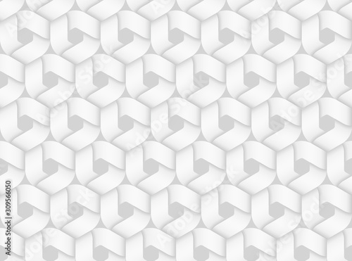 Fototapeta Naklejka Na Ścianę i Meble -  Vector seamless pattern of hexagonal intertwined bands. White background illustration.