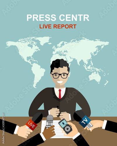 article, broadcast, broadcasting, business, conference, correspondent, coverage, design, flat, hands, industry, infographics, internet, interview, journalism, journalist, live, mass, media, microphone