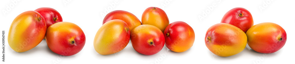 Mango fruit isolated on white background close-up. Set or collection Mango fruit isolated on white background close-up. Set or collection