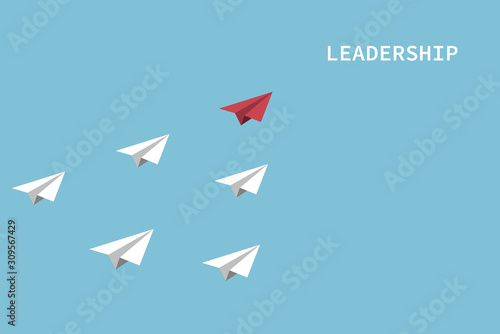 The red paper lead white papers to the sky, leader business concept.