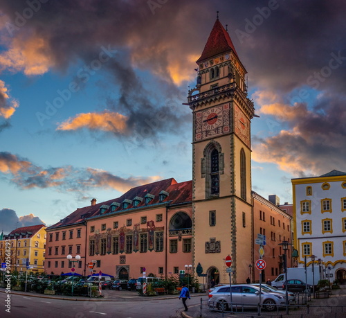 Historical building Town hall in the city of Passau, Bavaria, Germany.