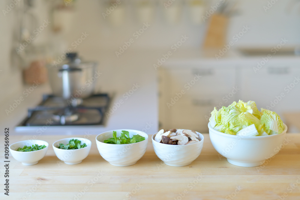 Ingredients of Clear Soup with Tofu and Minced Pork Ingredients of Clear Soup with Tofu and Minced Pork