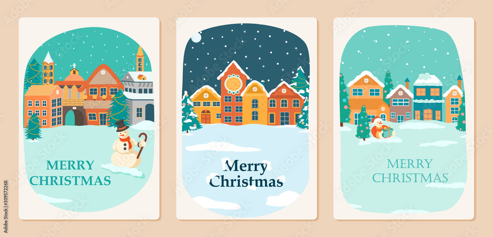 Snowman for Merry Christmas holiday greeting card background in vector
