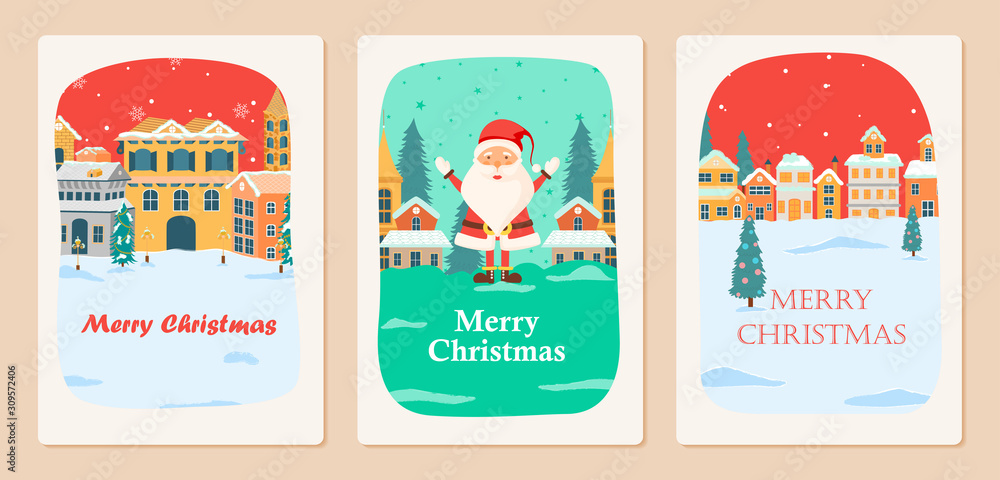 Santa Claus in Merry Christmas holiday greeting card background in vector Santa Claus in Merry Christmas holiday greeting card background in vector