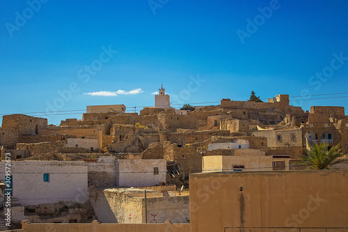 Panoramic view of berber village Tamezret in Tunisia. North Africa photo