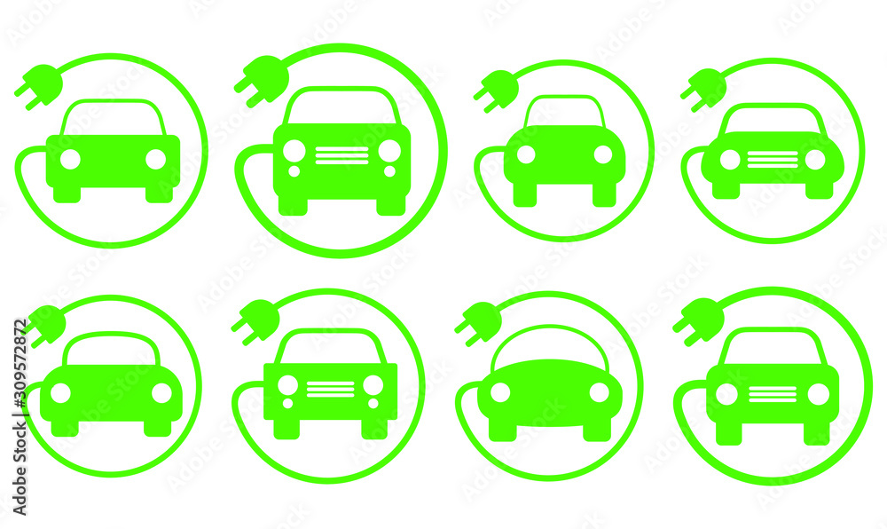 Obraz Electrical vehicle road charging station symbol icon. Electric car logo sign button. Eco transport traffic energy power charge. Vector illustration image. Isolated on white background.