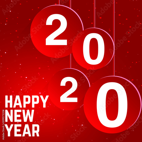 2020 happy New year typography in a red colour brighten background - vector format. 
