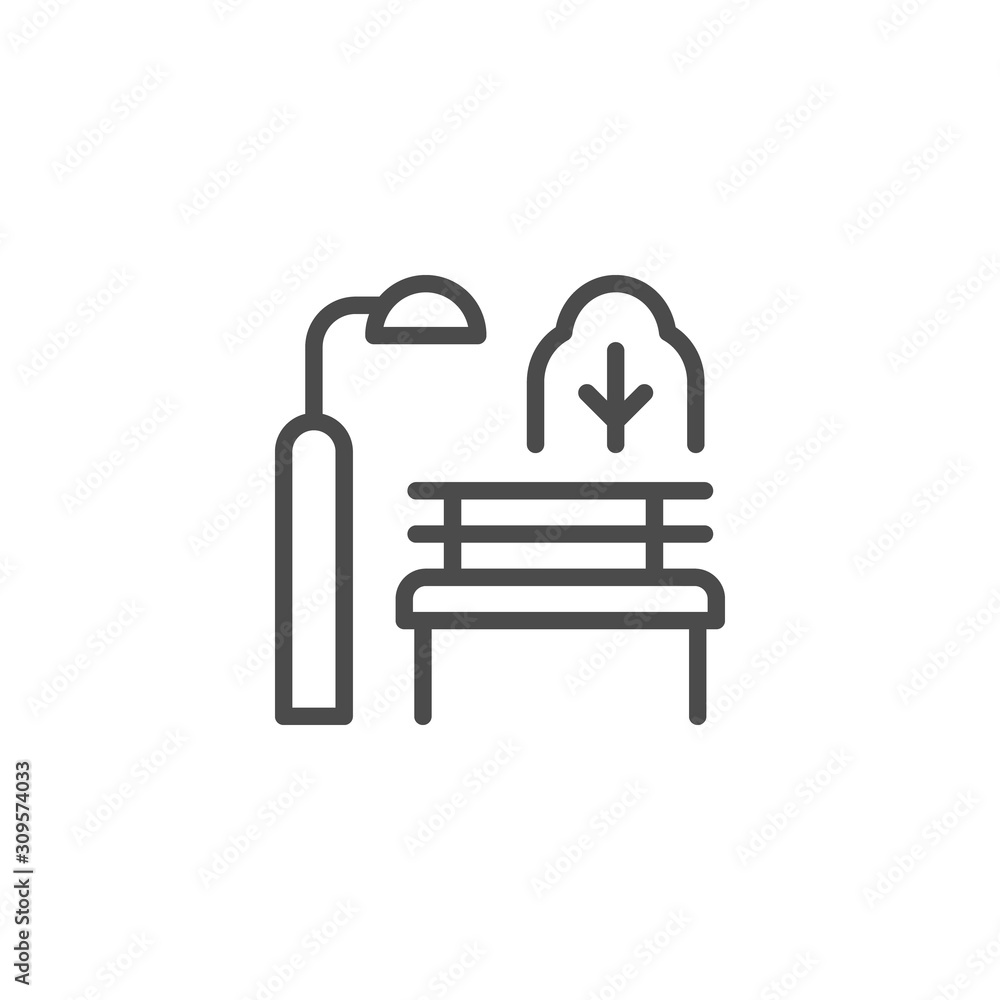 Park bench line outline icon Park bench line outline icon
