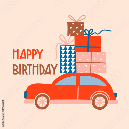 Happy birthday design with lettering