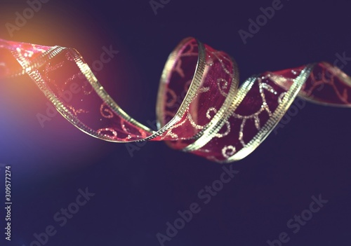 Ribbon isolated with colorful light, holiday background