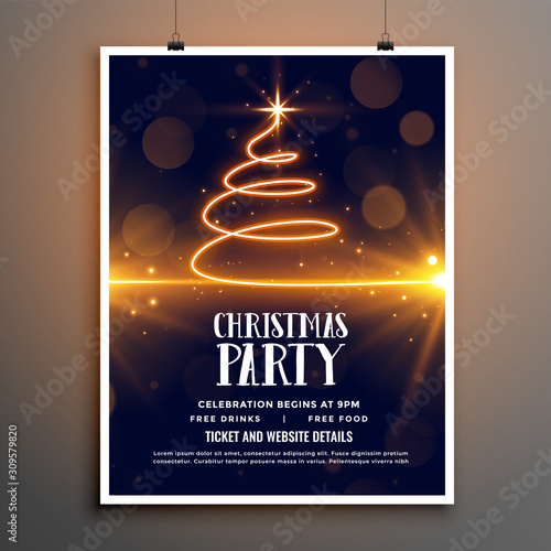 merry christmas party celebration beautiful flyer template