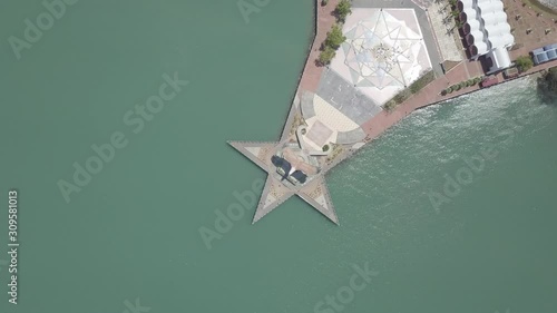 Aerial view of Eagle statue Dataran Helang on star shaped square, Kuah town, Langkawi, Malaysia. photo