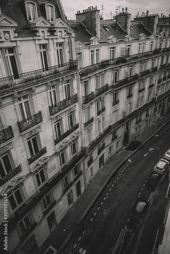 Old Parisian buildings in Paris, France