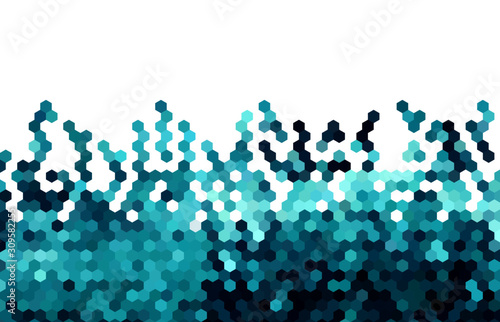 abstract blue color geometric hexagons mosaic  background pattern design vector.