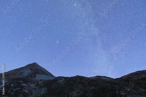 Starry night sky in the Swiss Alps