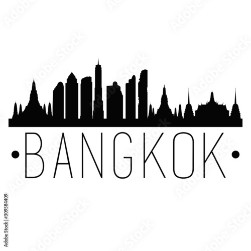 Bangkok Thailand. City Skyline. Silhouette City. Design Vector. Famous Monuments.