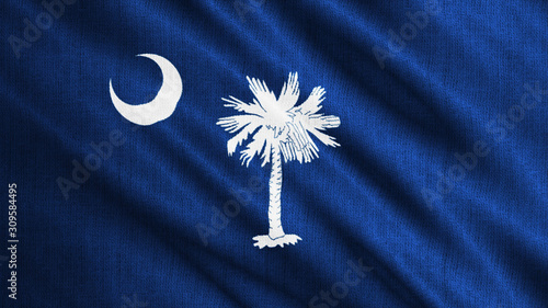 USA State South Carolina flag is waving 3D rendering.