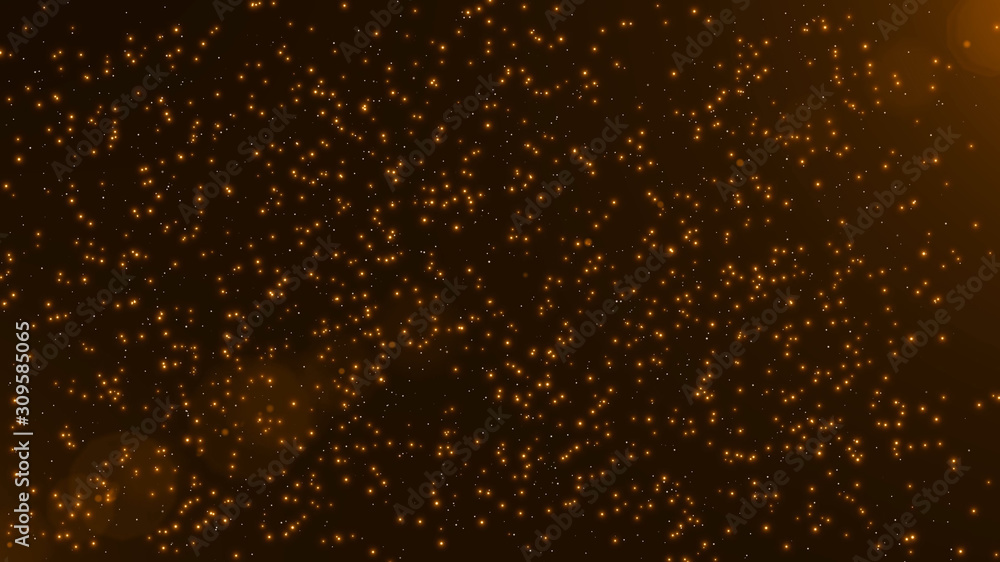 Creative golden glitters, particles background. shiny orange dust design animation. 