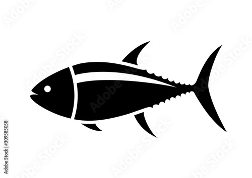 Tuna silhouette on a white background. Vector illustration