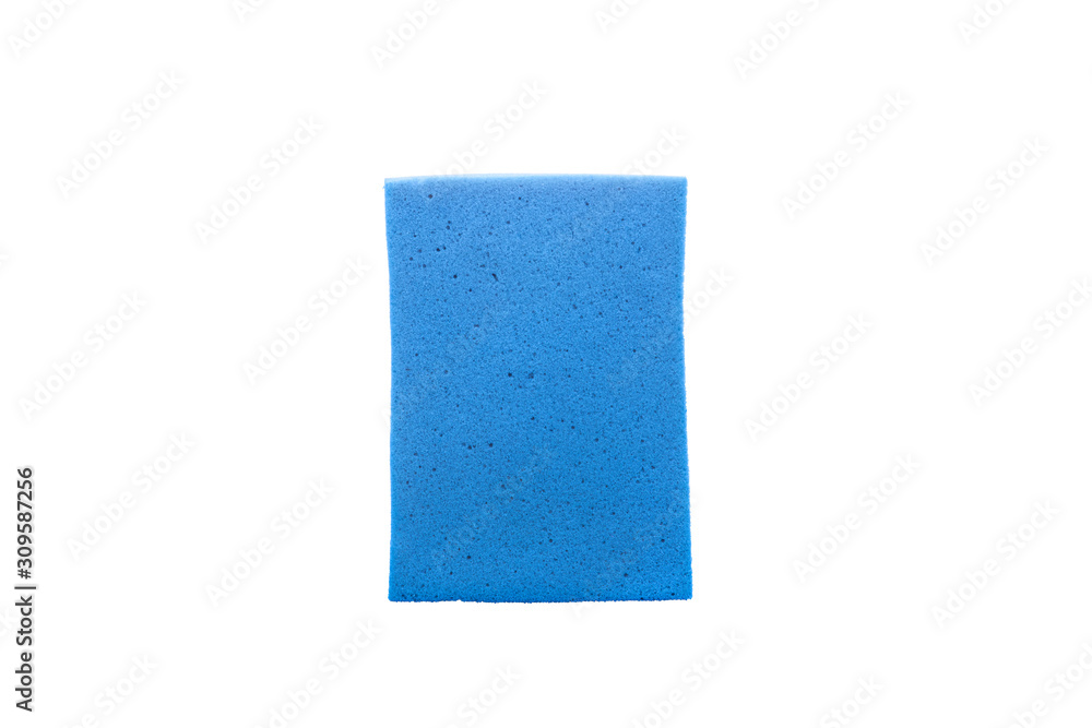 Blue cleaning sponge. Cleaning Products and Supplies. Isolated white background Blue cleaning sponge. Cleaning Products and Supplies. Isolated white background